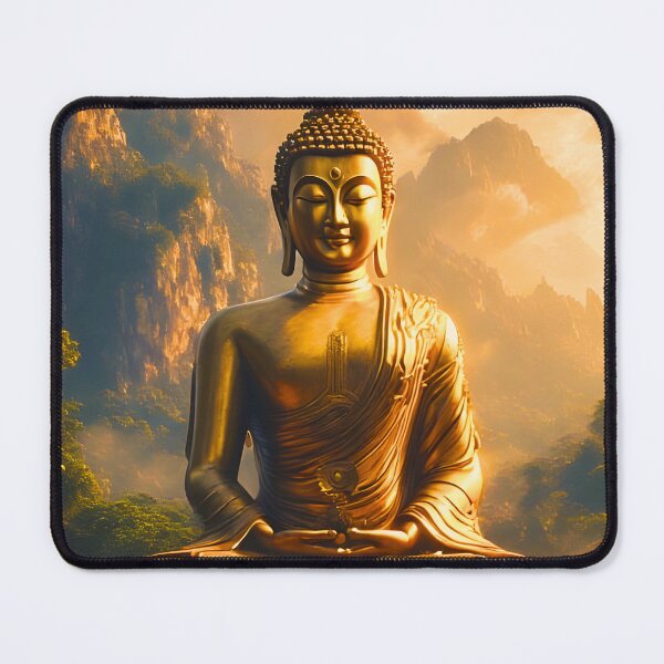 Item preview, Gilded Seated Buddha Under a Sunset Sky designed and sold by ZenGrooves.