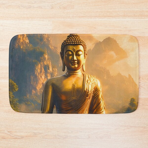 Item preview, Gilded Seated Buddha Under a Sunset Sky designed and sold by ZenGrooves.