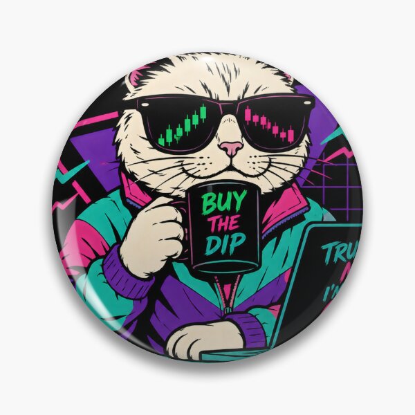 Item preview, Buy The Dip Cat Trader – Funny Stock Market Trading Cat Retro Vaporwave Investor Design designed and sold by PatysArt.