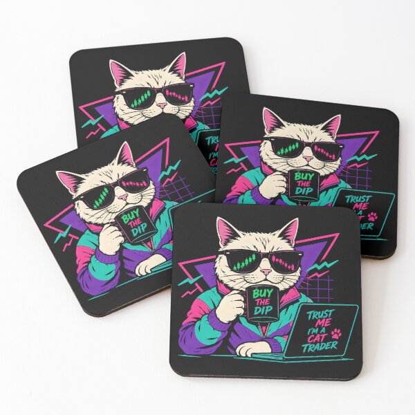 Item preview, Buy The Dip Cat Trader – Funny Stock Market Trading Cat Retro Vaporwave Investor Design designed and sold by PatysArt.