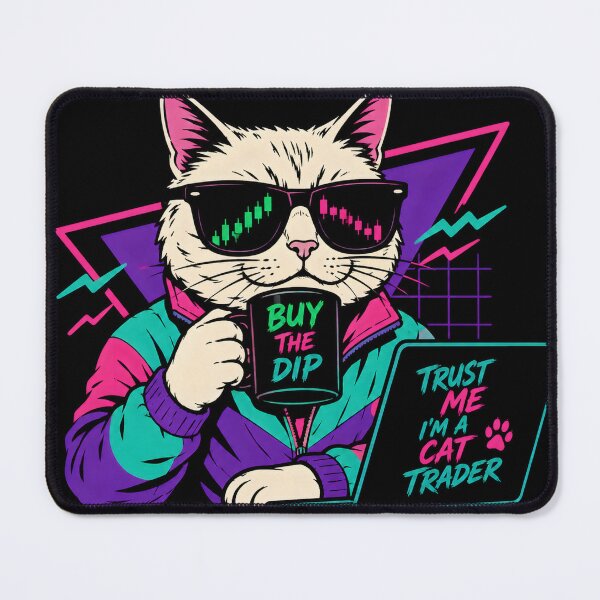Item preview, Buy The Dip Cat Trader – Funny Stock Market Trading Cat Retro Vaporwave Investor Design designed and sold by PatysArt.