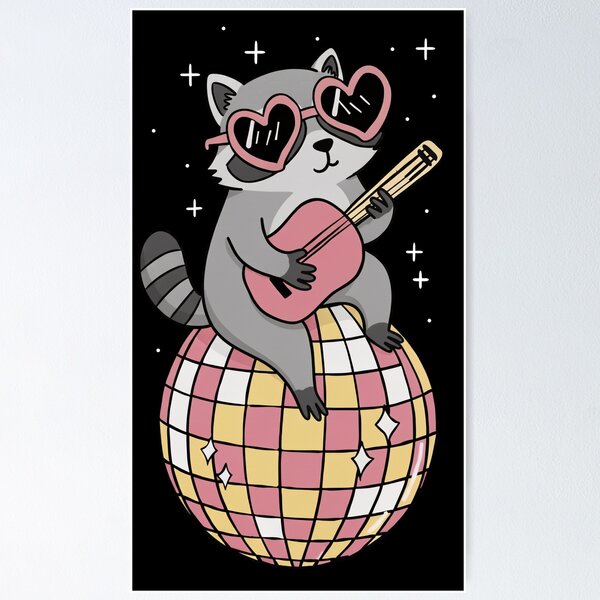 Item preview, Funny Raccoon Disco Ball Guitar Rave Zoo Boys Girls Kids designed and sold by rafaeltto.