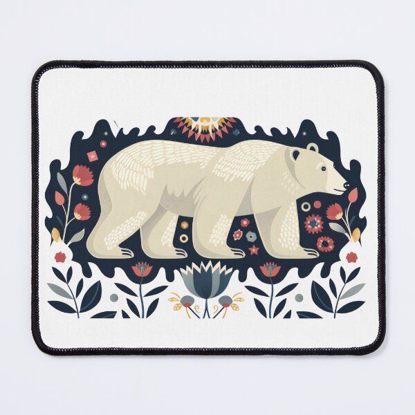 Item preview, Scandinavian Folk Art, Floral Polar Bear designed and sold by xiao xuans.