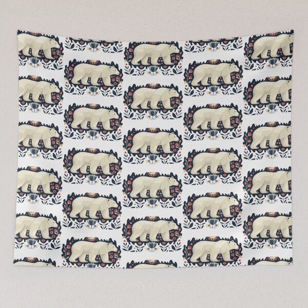Item preview, Scandinavian Folk Art, Floral Polar Bear designed and sold by xiao xuans.