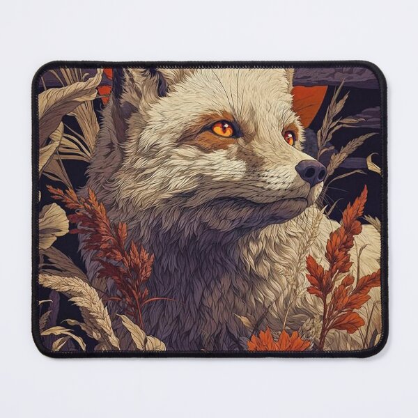 Item preview, Mystical White Fox and Orange Moon Woodland Art Print designed and sold by aune-co.