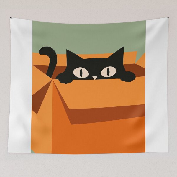 Item preview, Black Cat in Box Print, Geometric Decor designed and sold by Studio pod Burom.