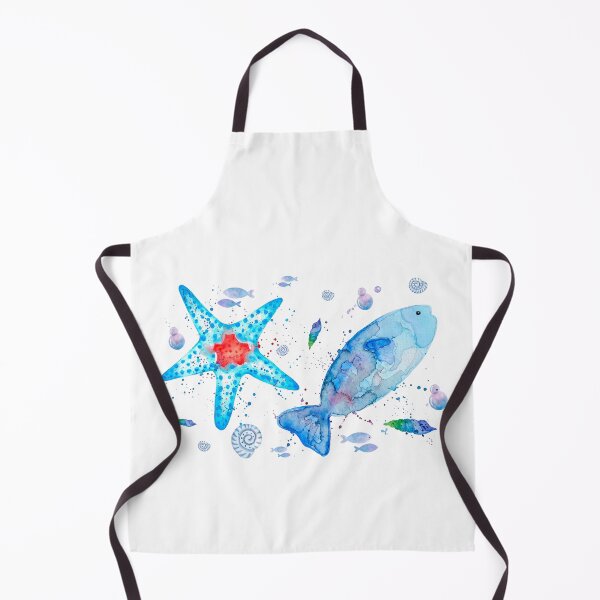 Item preview, Watercolor Coastal Starfish and Fish Under the Sea designed and sold by MoonOpuluna.