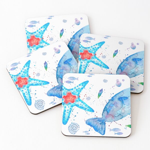Item preview, Watercolor Coastal Starfish and Fish Under the Sea designed and sold by MoonOpuluna.