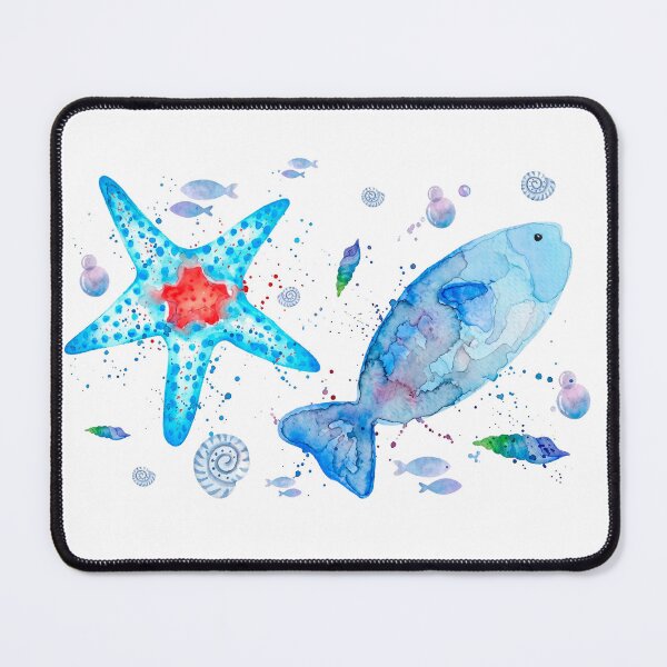 Item preview, Watercolor Coastal Starfish and Fish Under the Sea designed and sold by MoonOpuluna.