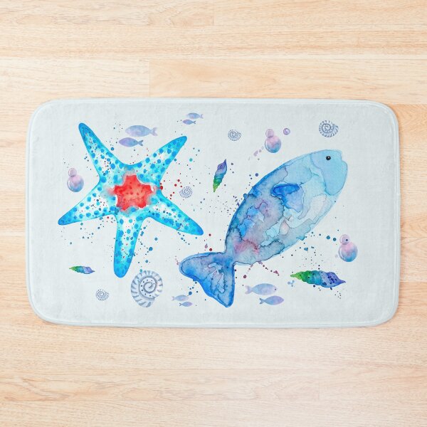 Item preview, Watercolor Coastal Starfish and Fish Under the Sea designed and sold by MoonOpuluna.