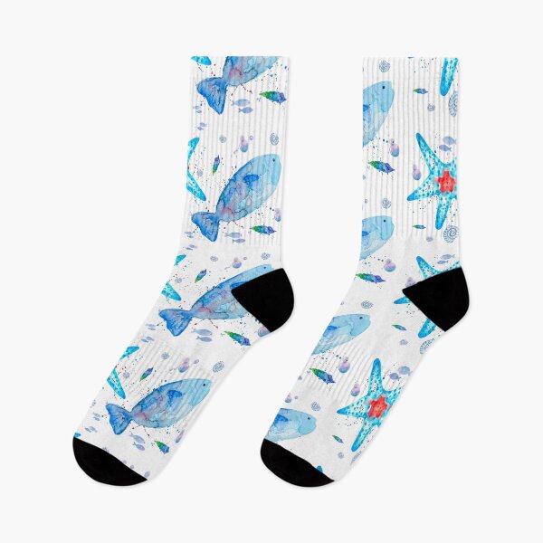 Item preview, Watercolor Coastal Starfish and Fish Under the Sea designed and sold by MoonOpuluna.