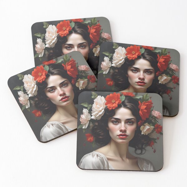 Item preview, Woman with flowers wall art print designed and sold by MK26Designs.
