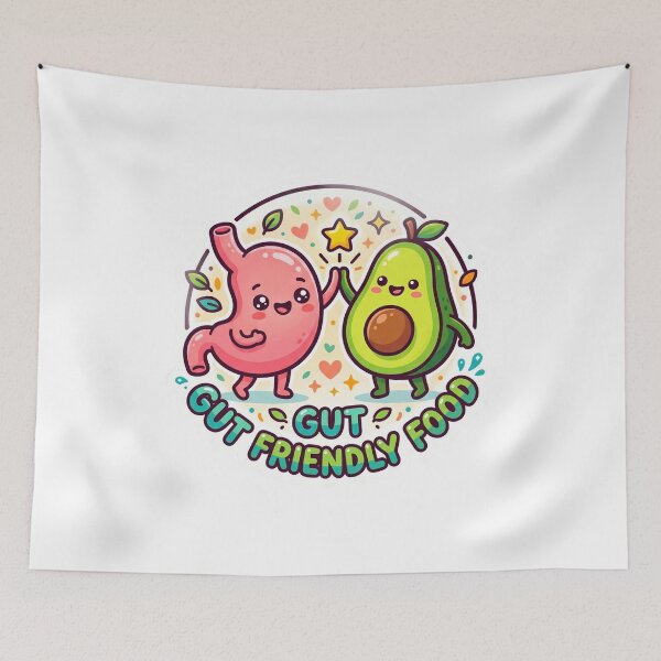 Item preview, Gut Friendly Food Cute Avocado - Funny gastroenterology cartoon, designed and sold by fit-and-fine26.