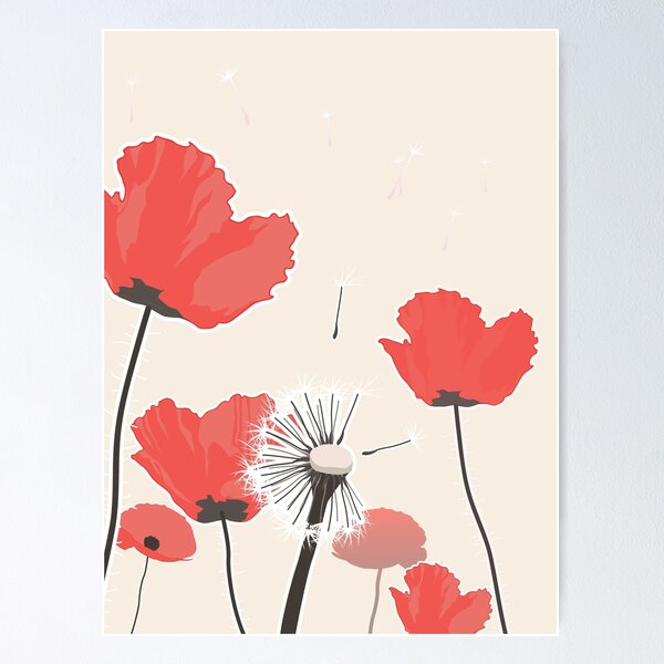 Item preview, Red Poppies Floral Art Print designed and sold by Studio pod Burom.