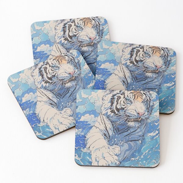 Item preview, White Tiger Ocean Wave Dynamic Art designed and sold by aune-co.