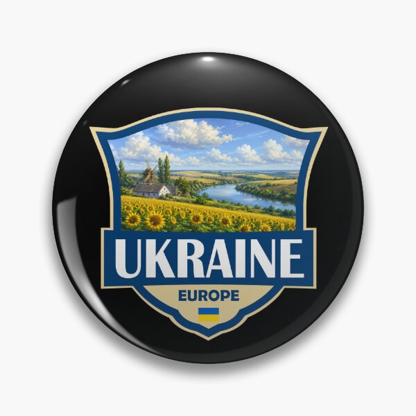Item preview, Ukraine Illustration Retro Badge designed and sold by KrisSidDesigns.