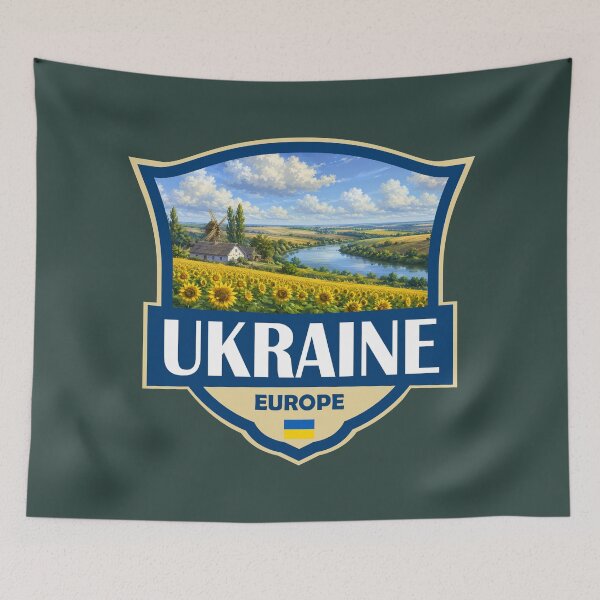 Item preview, Ukraine Illustration Retro Badge designed and sold by KrisSidDesigns.