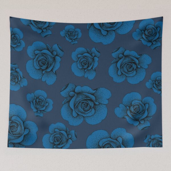 Item preview, Midnight Blue Stipple Rose Pattern designed and sold by Flower Magic .