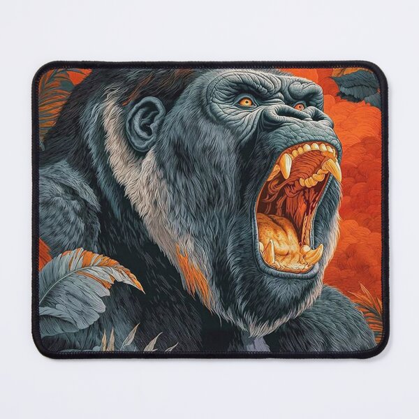 Item preview, Vibrant Roaring Gorilla Jungle Art Print designed and sold by aune-co.