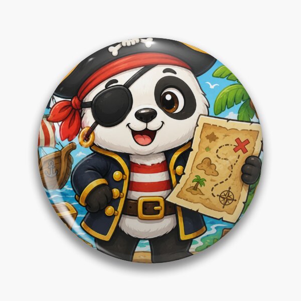 Item preview, Pirate Panda with Treasure Map Sticker Art designed and sold by Sticker_Verse_Studio.
