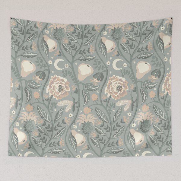 Item preview, Midnight Fruit Garden - Pastel Beige and Sage Green designed and sold by kobyakov.