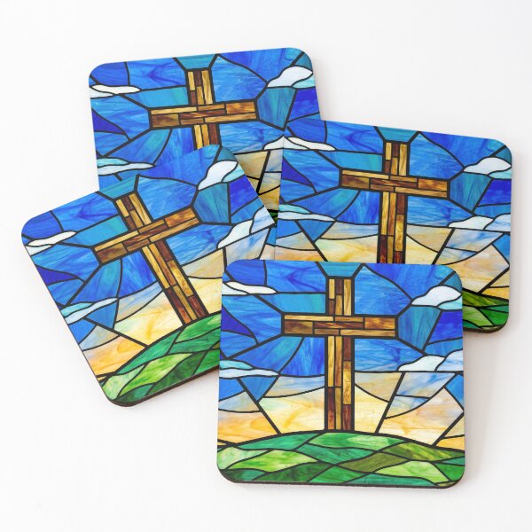 Item preview, Cross On A Hill Stained Glass designed and sold by LibertyForge-Co.