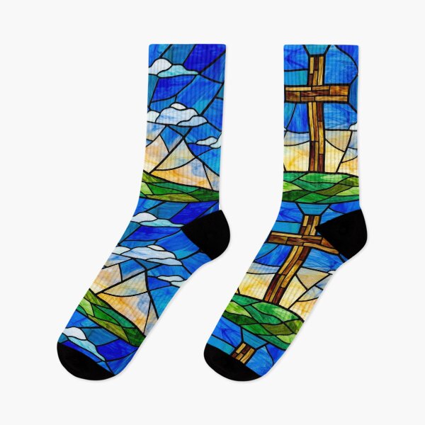 Item preview, Cross On A Hill Stained Glass designed and sold by LibertyForge-Co.