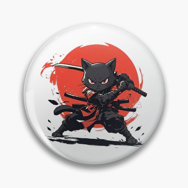 Item preview, Trending Black Samurai Cat Under Red Moon | Cute Ninja Warrior  designed and sold by RealCuties.