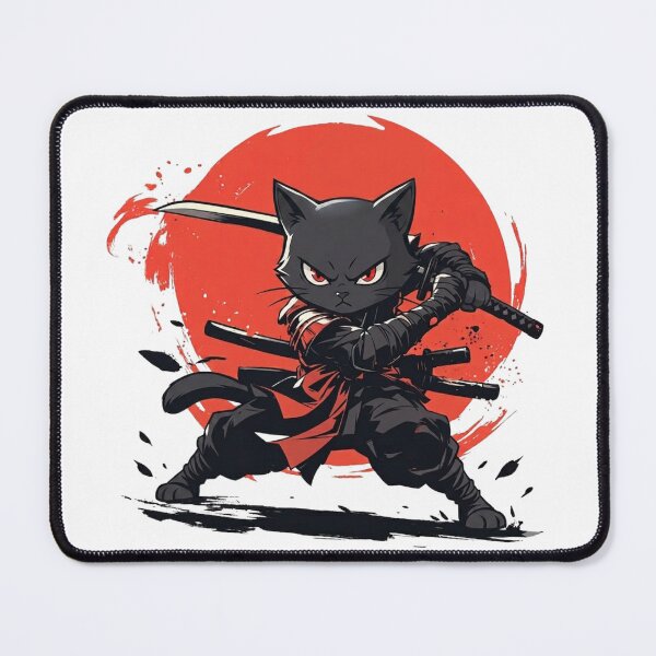 Item preview, Trending Black Samurai Cat Under Red Moon | Cute Ninja Warrior designed and sold by RealCuties.