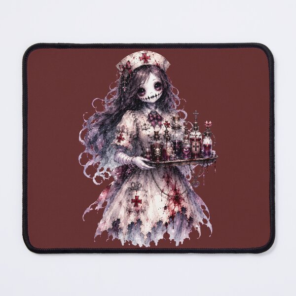 Item preview, Dark Fantasy Ghost Nurse Carrying Gothic Potion Bottles and Blood Elixirs – Creepy Cute Halloween Art designed and sold by looplandger.