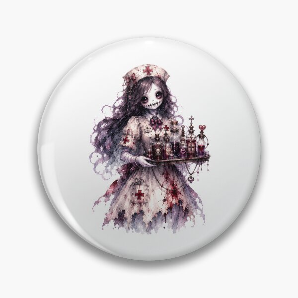 Item preview, Dark Fantasy Ghost Nurse Carrying Gothic Potion Bottles and Blood Elixirs – Creepy Cute Halloween Art designed and sold by looplandger.