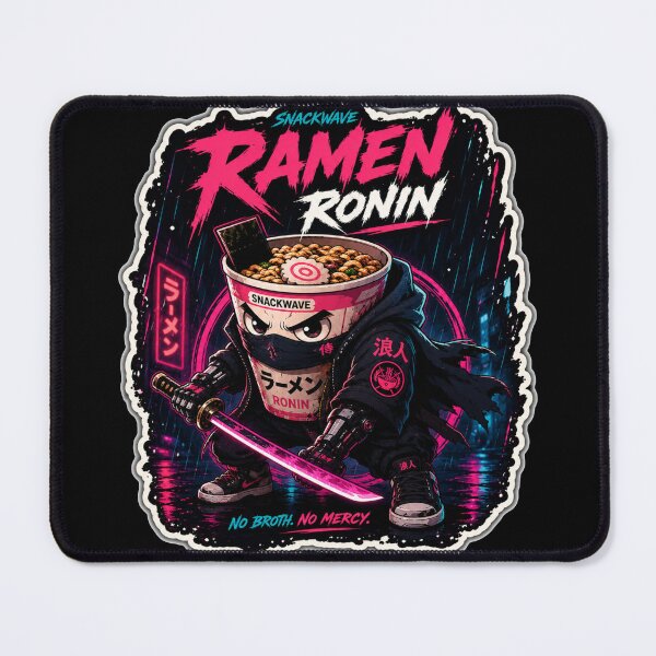 Item preview, Ramen Ronin Cyberpunk Noodle Samurai Mascot Sticker designed and sold by Snackwave Ninety.