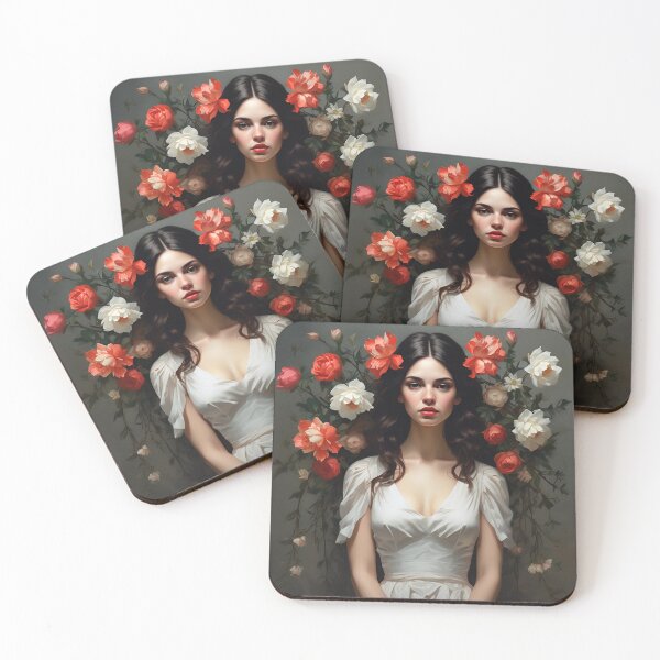 Item preview, Woman with flowers wall art print designed and sold by MK26Designs.