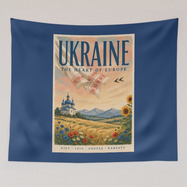 Item preview, Ukraine Ukrainian Landscape Illustration Travel Art Vintage designed and sold by KrisSidDesigns.