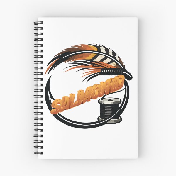 Item preview, Fly tying illustration, logo style, text "salmonid". designed and sold by Art-Horizon.