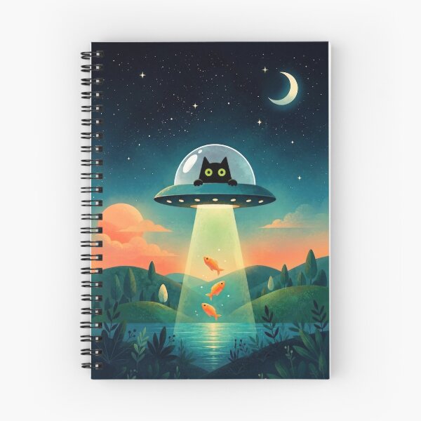 Item preview, Cosmic Catch - Cute Black Cat UFO Alien Abduction designed and sold by PrimePrintLab.