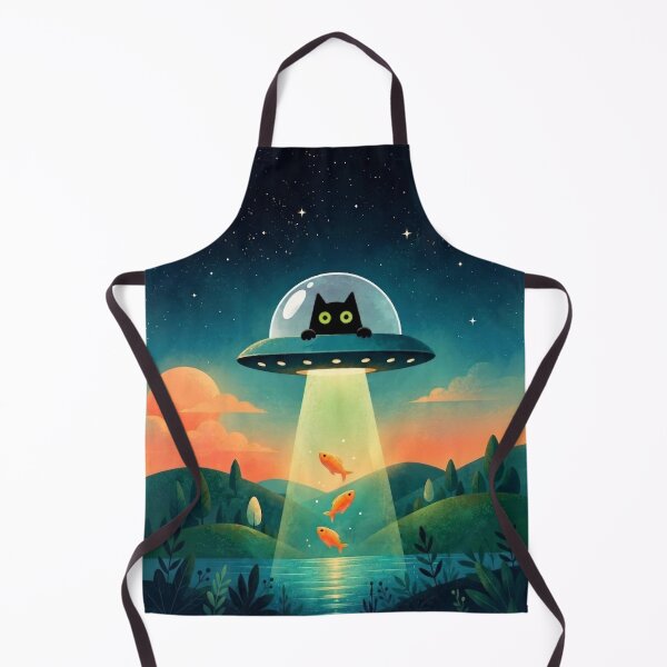 Item preview, Cosmic Catch - Cute Black Cat UFO Alien Abduction designed and sold by PrimePrintLab.