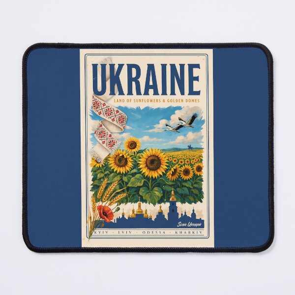 Item preview, Ukraine Sunflower Golden Dome Illustration Travel Art Vintage designed and sold by KrisSidDesigns.
