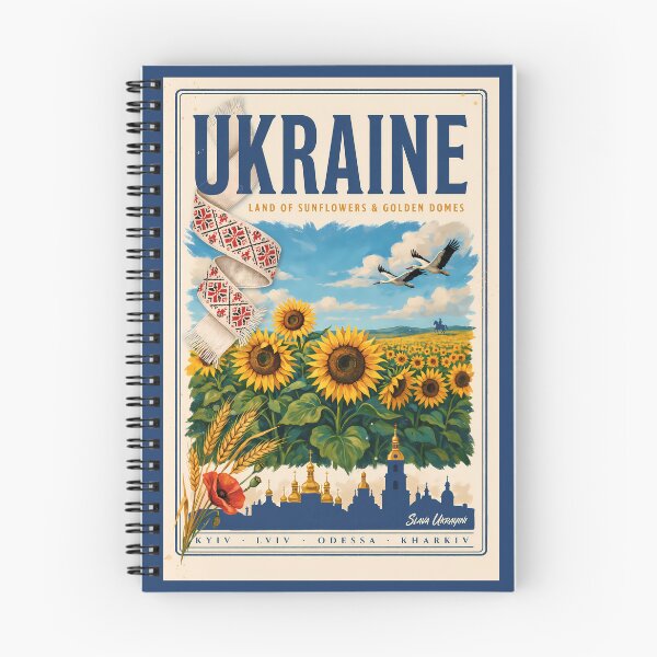 Item preview, Ukraine Sunflower Golden Dome Illustration Travel Art Vintage designed and sold by KrisSidDesigns.