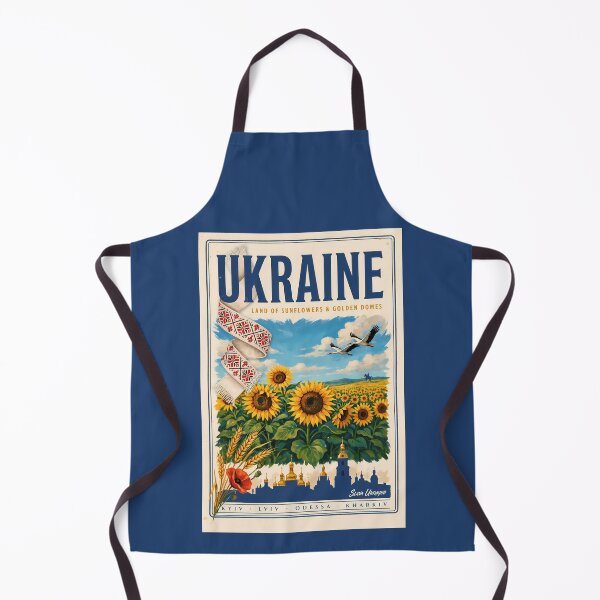 Item preview, Ukraine Sunflower Golden Dome Illustration Travel Art Vintage designed and sold by KrisSidDesigns.