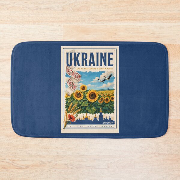 Item preview, Ukraine Sunflower Golden Dome Illustration Travel Art Vintage designed and sold by KrisSidDesigns.