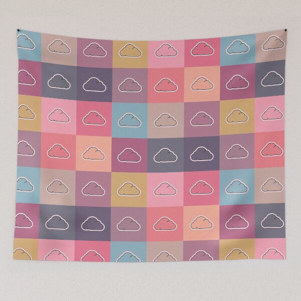 Item preview, Pink patchwork with clouds designed and sold by uunaa.