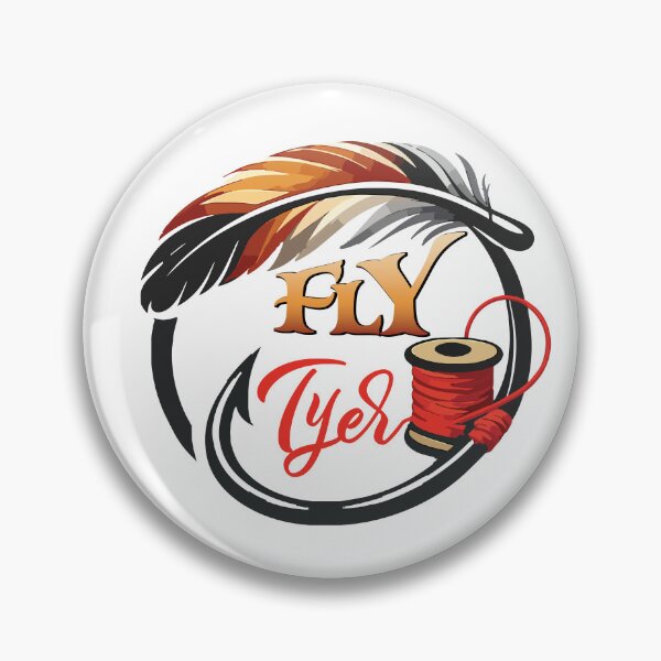 Item preview, Fly tying illustration, logo style, text "Fly Tyer". designed and sold by Art-Horizon.