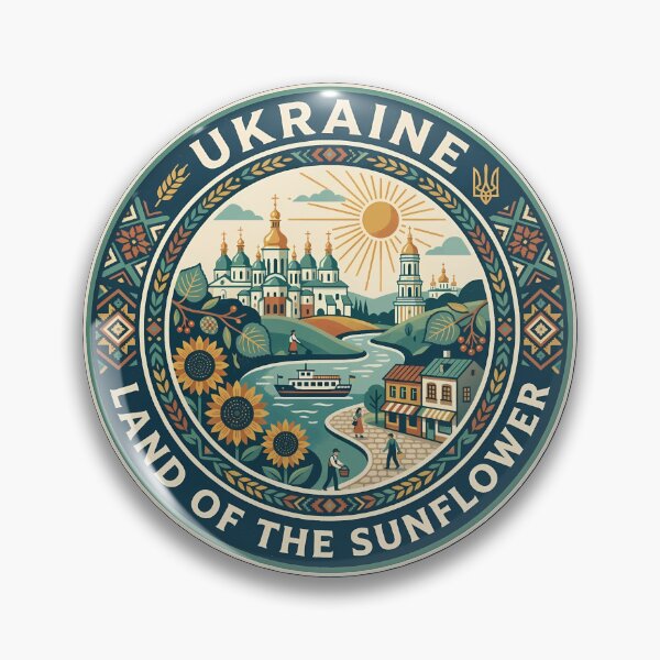 Item preview, Ukraine Illustration Travel Art Badge designed and sold by KrisSidDesigns.