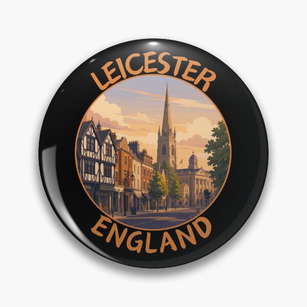 Item preview, Leicester (East Midlands) England, Retro Travel Art Circle Emblem designed and sold by MaateoDesign.