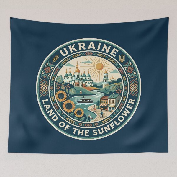 Item preview, Ukraine Illustration Travel Art Badge designed and sold by KrisSidDesigns.