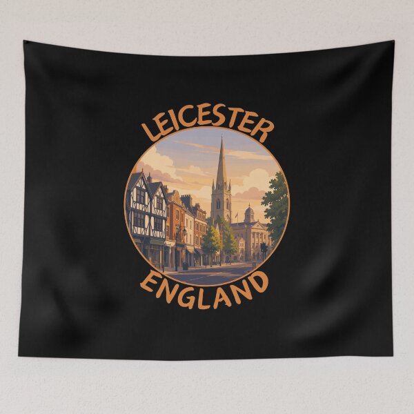 Item preview, Leicester (East Midlands) England, Retro Travel Art Circle Emblem designed and sold by MaateoDesign.