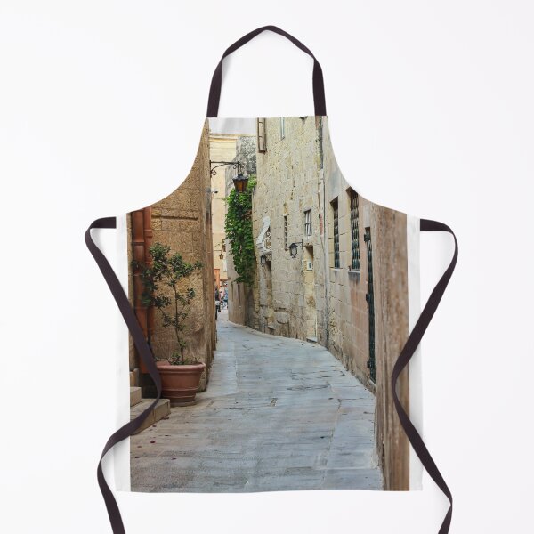 Item preview, Sunlit Narrow Stone Alley With Lanterns and Restaurant Sign in Historic Old Town designed and sold by Nmallia.