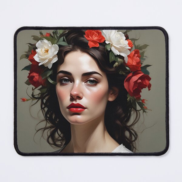 Item preview, Woman with flowers wall art print designed and sold by MK26Designs.