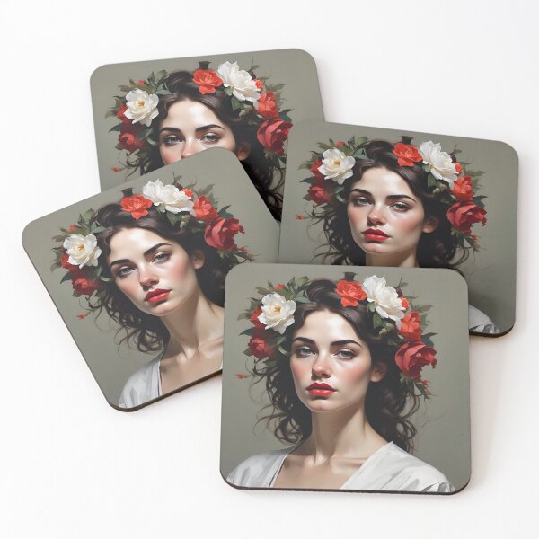 Item preview, Woman with flowers wall art print designed and sold by MK26Designs.